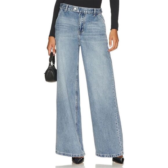 GRLFRND x Maggie MacDonald Leigh Mid Rise Trousers in Legacy Park Blue size 29 - Picture 1 of 7